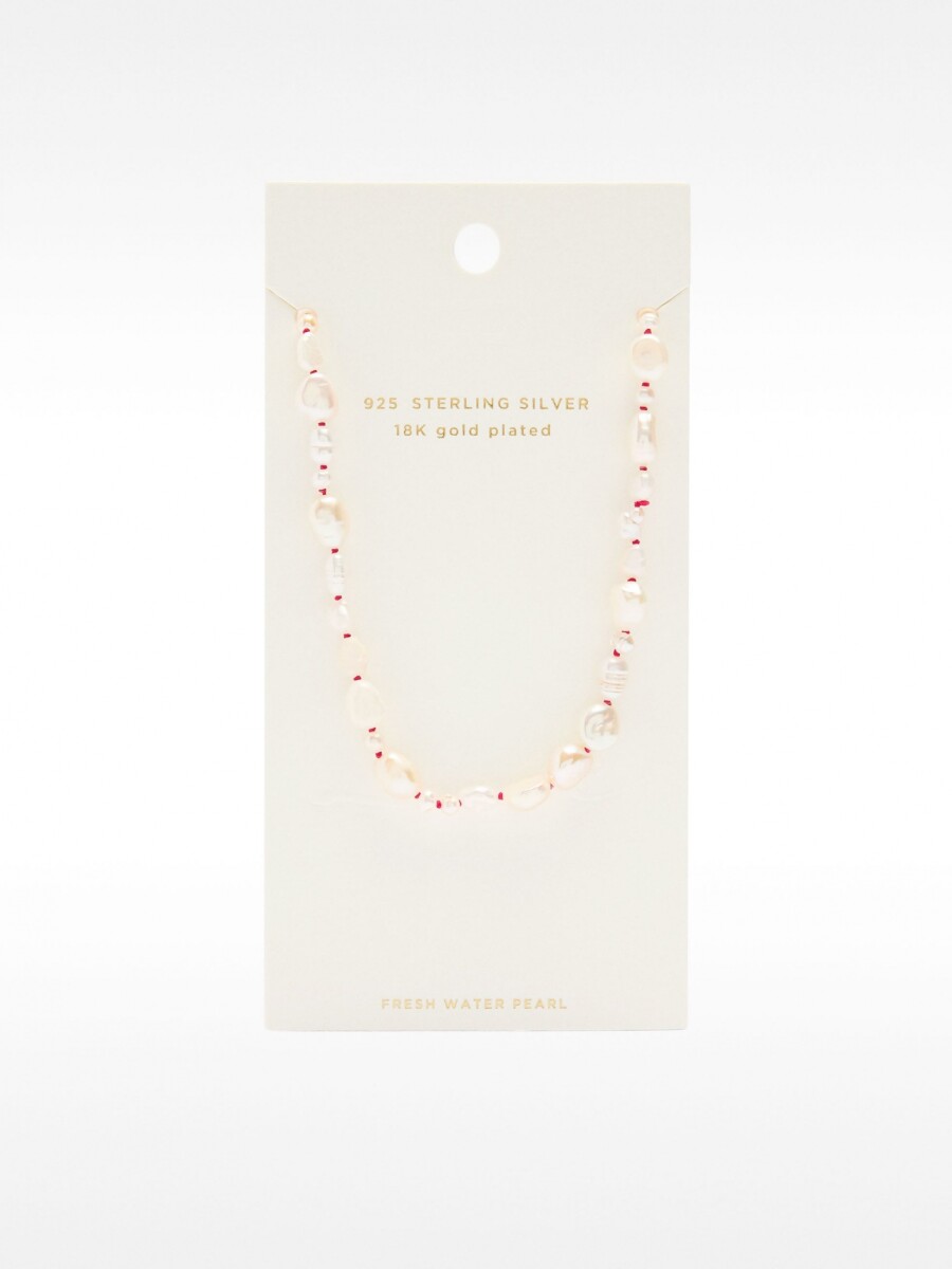 Collar Con Perlas De Agua Dulce - Plata De Ley 925 rosa