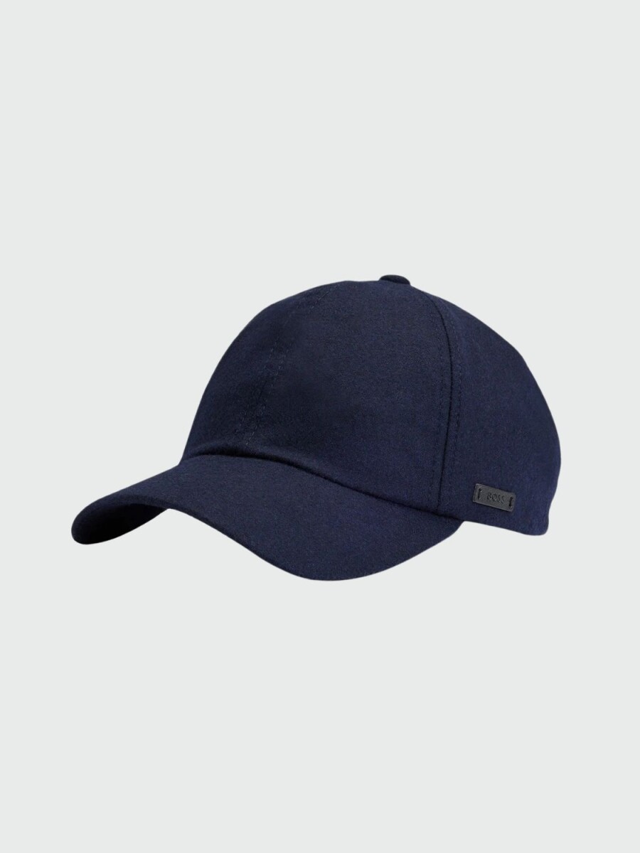 BOSS Gorra de Lana con Etiqueta de Logo de Cuero Sintético 