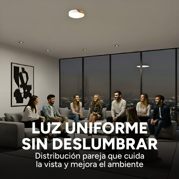 Plafón Led Techo 30cm Metal Madera Luz Fría 24w Moderno Ax Color Blanco