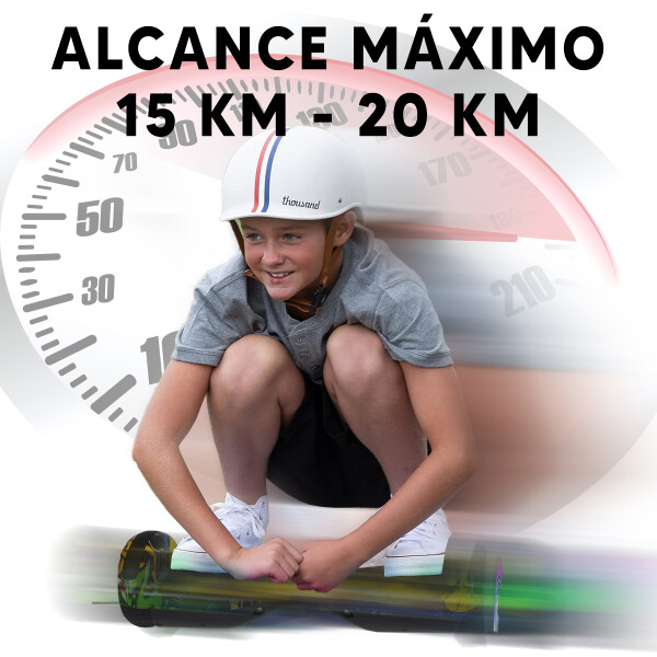 Combo De Skate Eléctrico 6.5" Con Luces Y Bluetooth + Asiento Para Hoverboard NEGRO