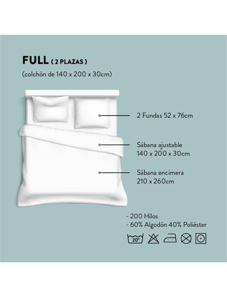JUEGO DE SABANAS FULL 200H 140x200CM ALESAN CANNON JUEGO DE SABANAS FULL 200H 140x200CM ALESAN CANNON