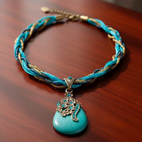 Collar Gema Mujer Varios Colores Celeste