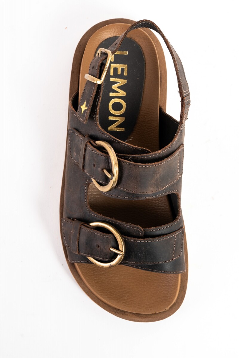 Sandalias De Doble Tira Con Talón Chocolate