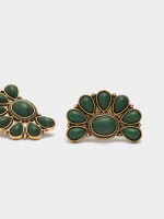 Pendientes Media Flor Con Piedras verde
