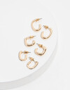 Aros Argollas Set Strass Set De Argollas Con Strass - Dorado