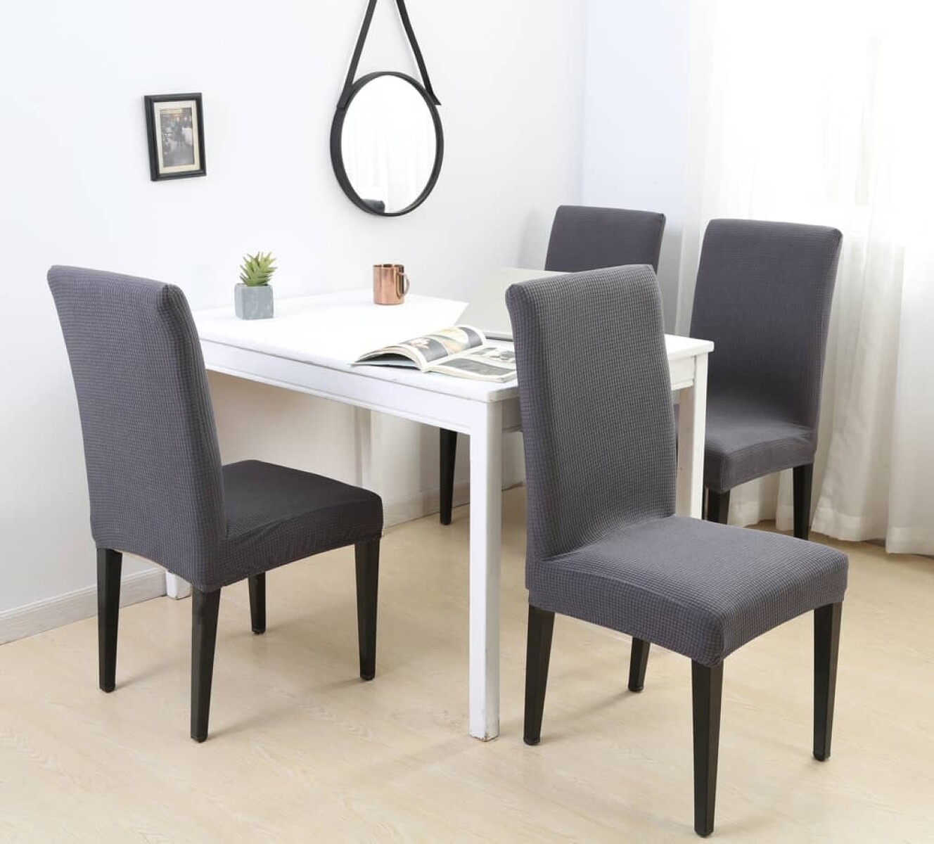 Funda cubre silla elastizada lisa - gris oscuro 