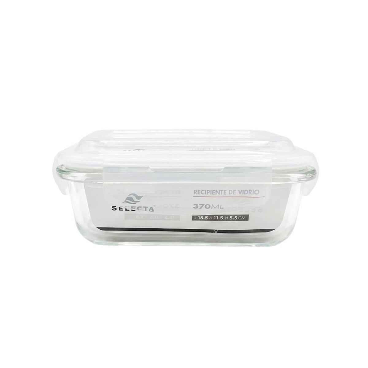 RECIPIENTE RECTANGULAR BOROSILICATO 370ML 15.5X11.5XH5.5CM 