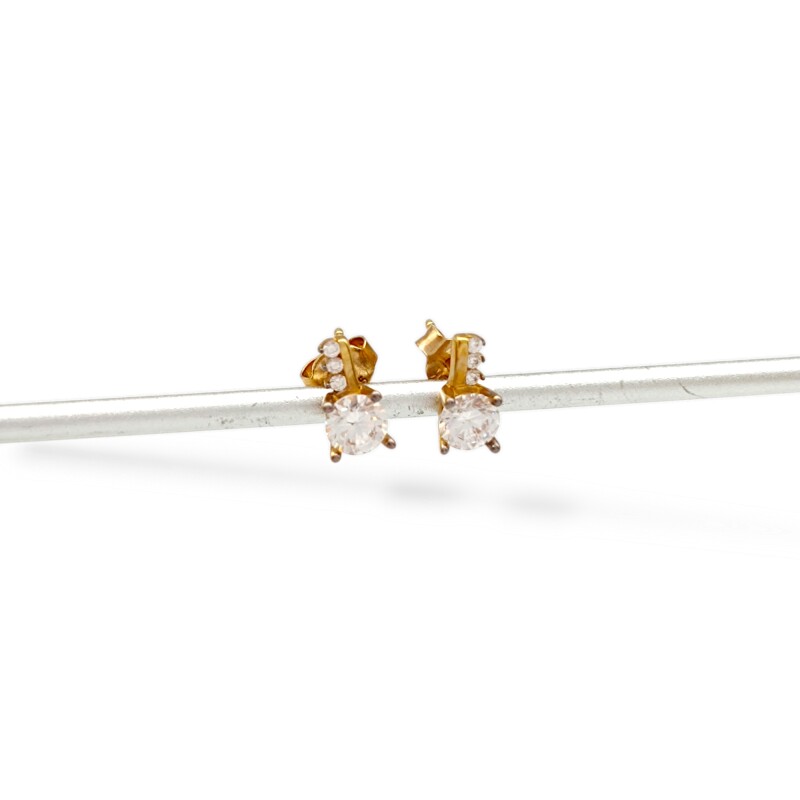 Caravanas Zirconias y oro - Oro bajo - Zirconia- CA8077 sinpiedra