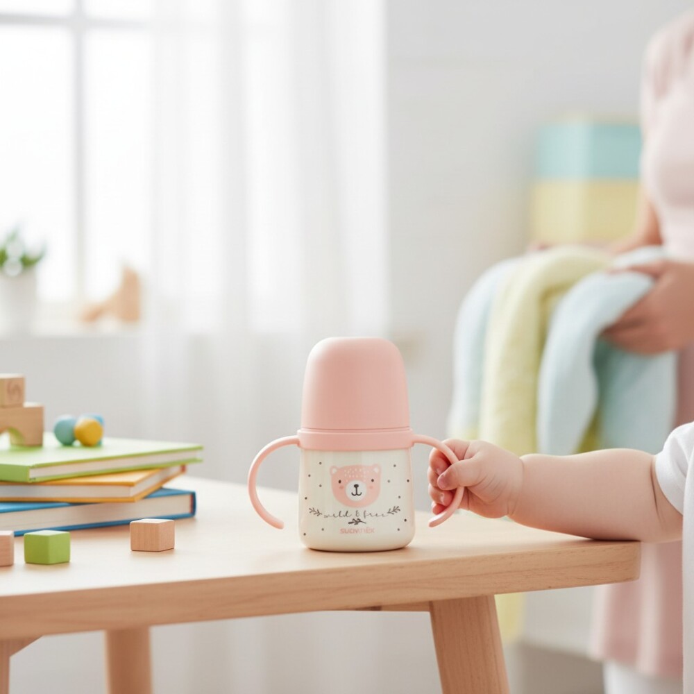 Vaso First Bottle SX PRO 6m+ SUAVINEX bear rosa