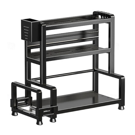 Estante Especiero 3 Niveles Organizador Multifunción Metal Negro