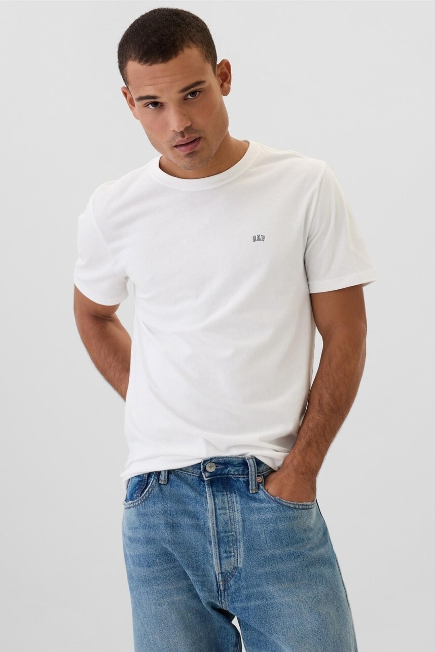 Remera Cuello Redondo Mini Logo Gap Hombre White V2 Global
