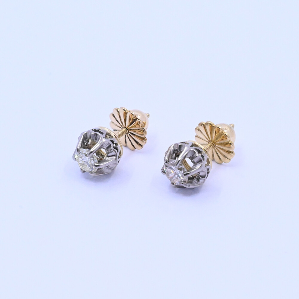 Caravanas oro 18k 2 tonos con brillantes. Caravanas oro 18k 2 tonos con brillantes.