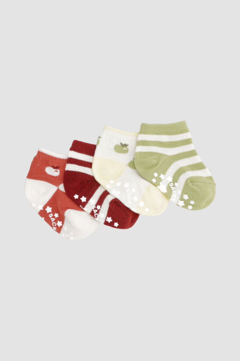 Pack x4 medias de bebé con diseños y abs hg Variante 38