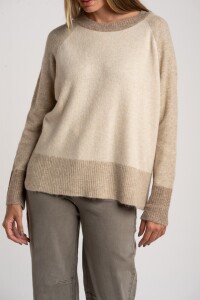 Sweater Color Block Beige Melange