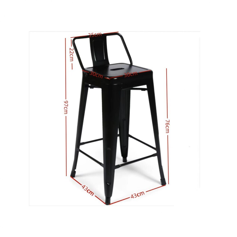 Taburete Con Respaldo - Tolix Negro