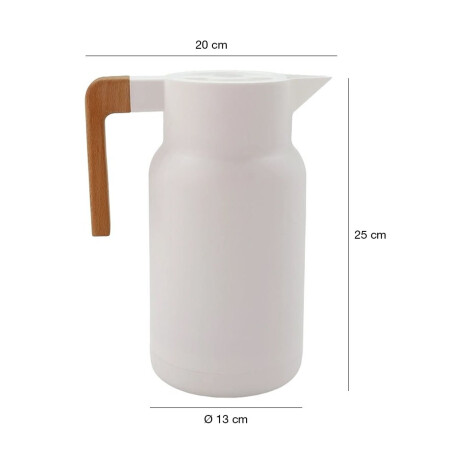 Jarra Térmica de 1Lt en Plástico y Mango Recto en Madera Blanco