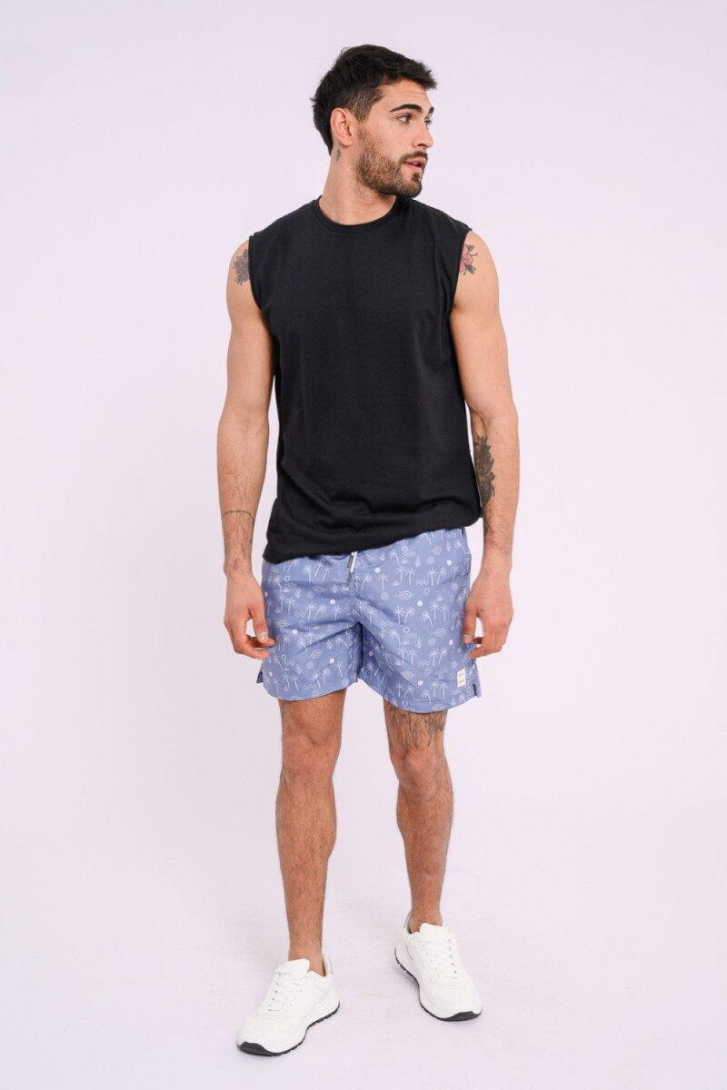 Short de baño estampado Celeste