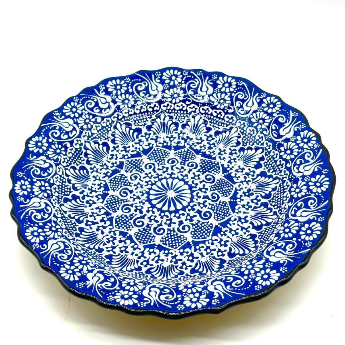 Plato de cerámica pintado 32 cm - Azul 