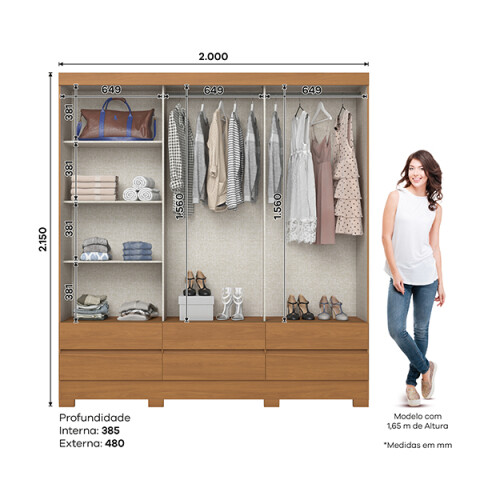 Ropero Henn Flex BE427 3 Puertas Cinamomo Off White Ropero Henn Flex BE427 3 Puertas Cinamomo Off White