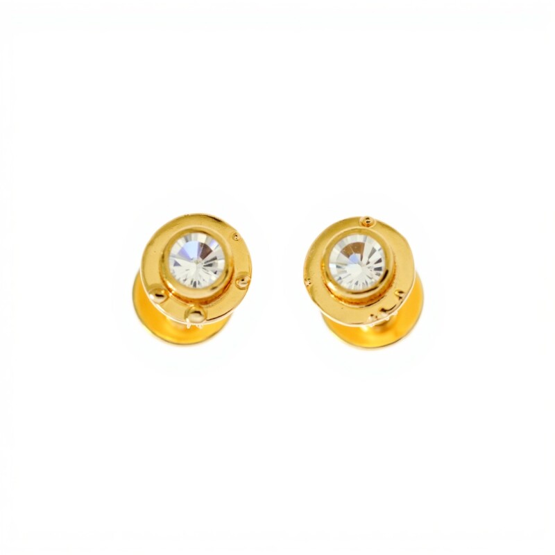 Abridores Zirconia blanca-Oro 18k-Piedra Zirconia-AB9504 conpiedra
