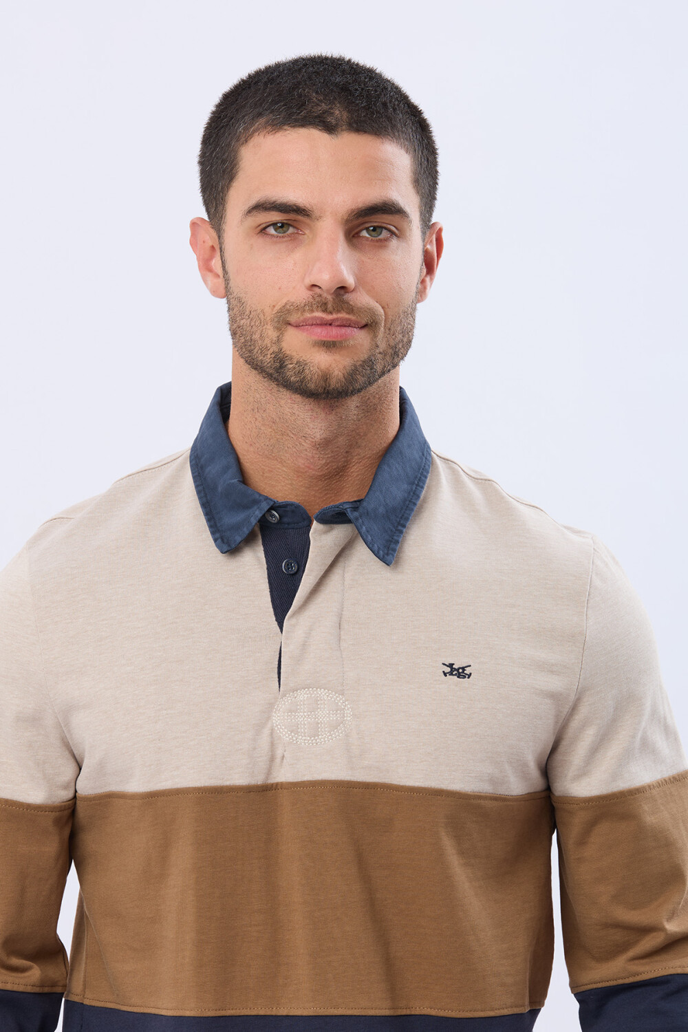 POLO RAYADA DE ALGODÓN Beige