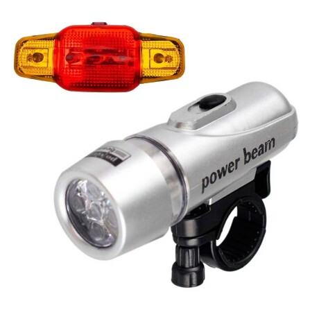 Luz Linterna Delantera + Luz Trasera Para Bicicleta Gris