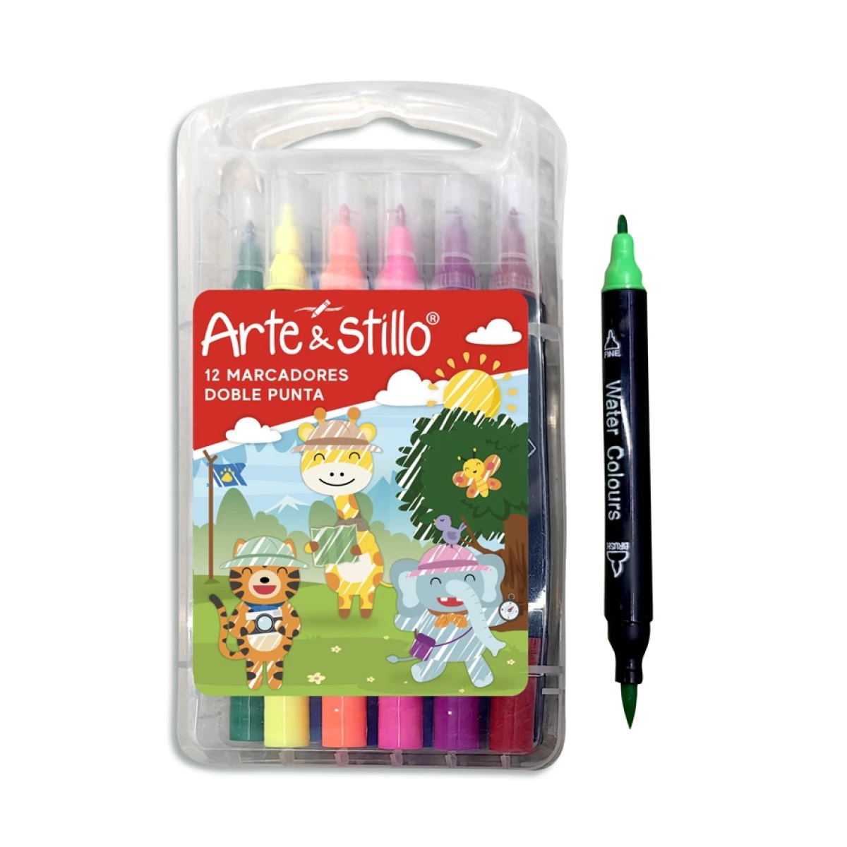 Set 12 Marcadores Doble Punta Arte Stillo 