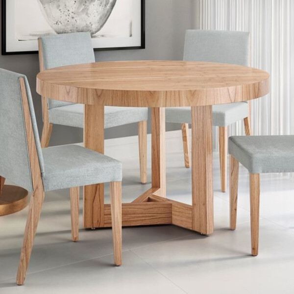MESA COMEDOR REDONDA - TAPA MADERA CLARA 1.20 MTS MESA COMEDOR REDONDA - TAPA MADERA CLARA 1.20 MTS