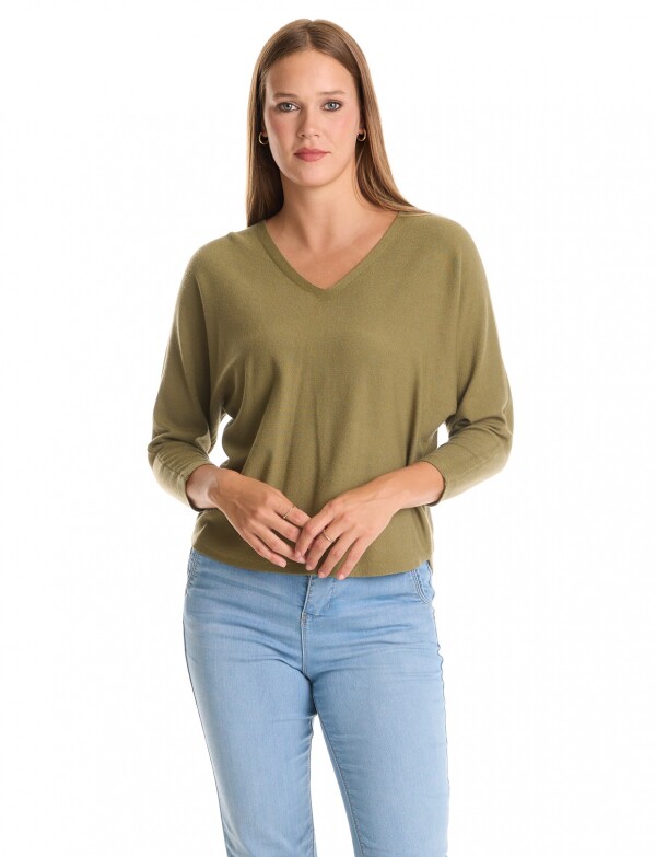 Buzo Dolman Escote V OLIVA