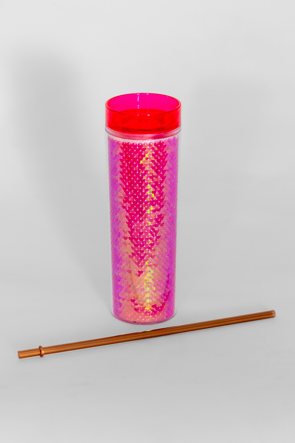 Vaso Con Tapa + Sorbito Gaiman Rosa