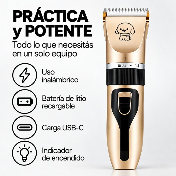 Cortapelo Mascotas con 4 Peines Dorado