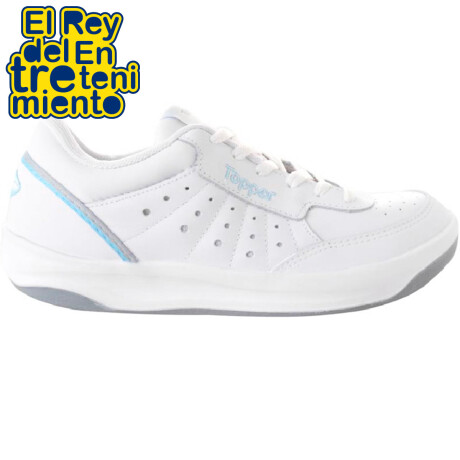 Calzado Topper Champion 100% Cuero Unisex Tenis Blanco-Celeste