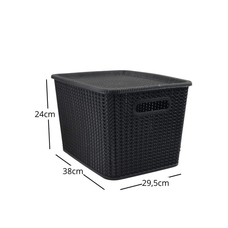 Caja organizadora símil ratán 20lt NEGRO