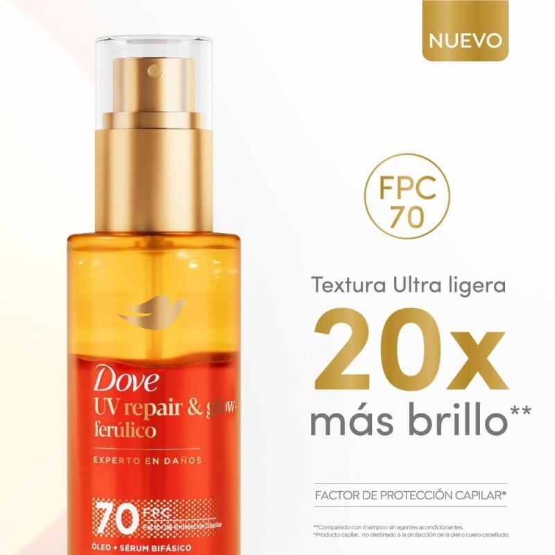 Dove óleo Bifásico Uv Repair & Glow 110 Ml. Dove óleo Bifásico Uv Repair & Glow 110 Ml.