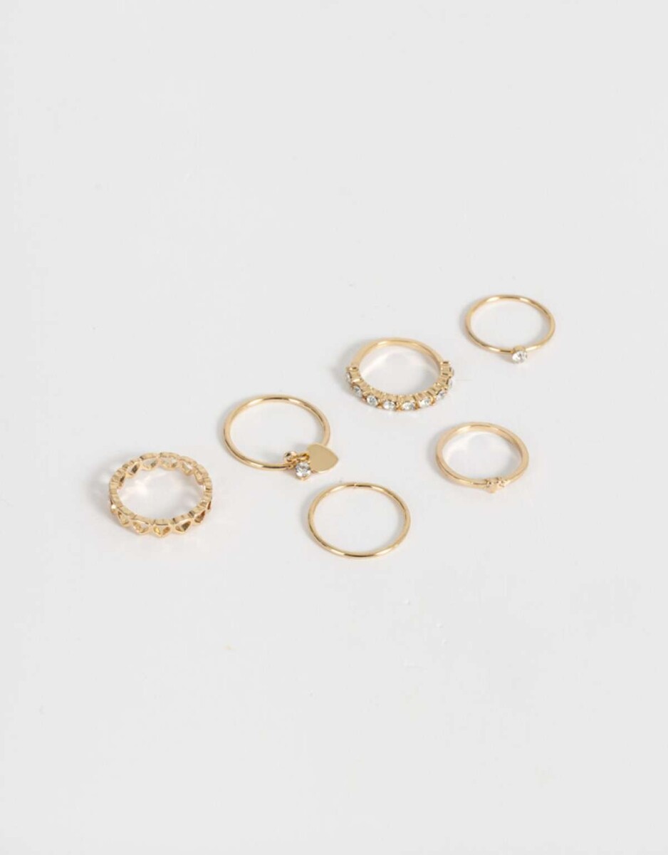 Set De Anillos De Metal - Dorado 