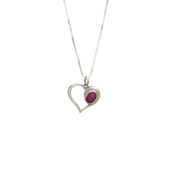 Conjunto Corazon de Rubi- Plata 925 - Piedra Rubi- CJ3047 Conpiedra