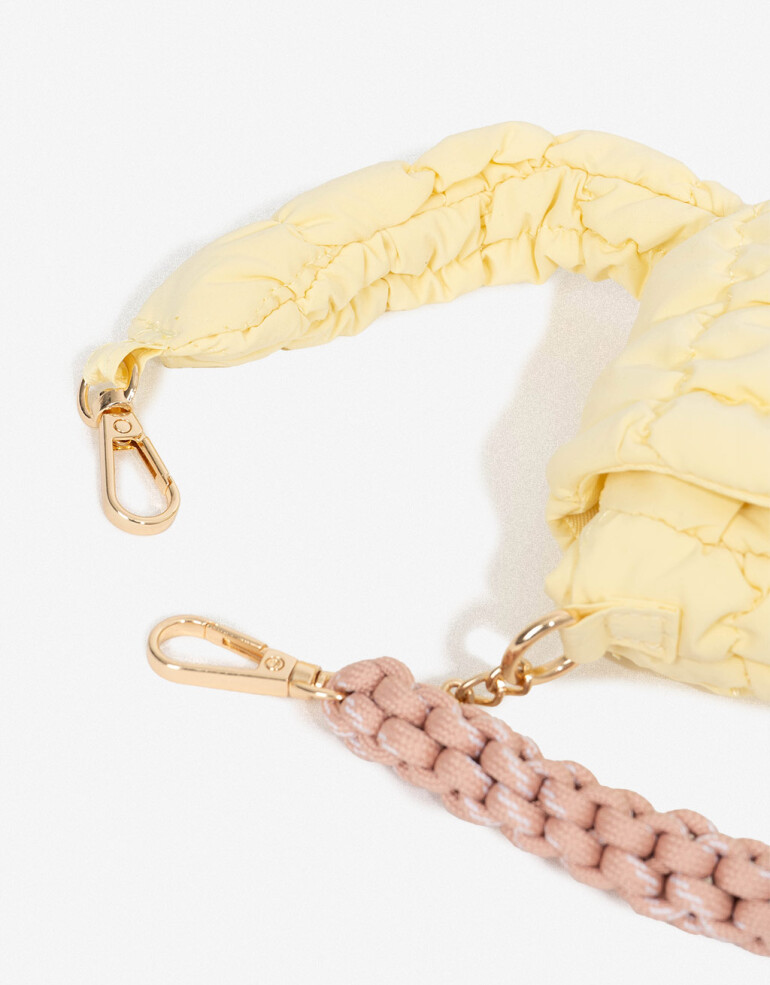 Monederos Monedero Puffy Con Cordón - Amarillo Claro