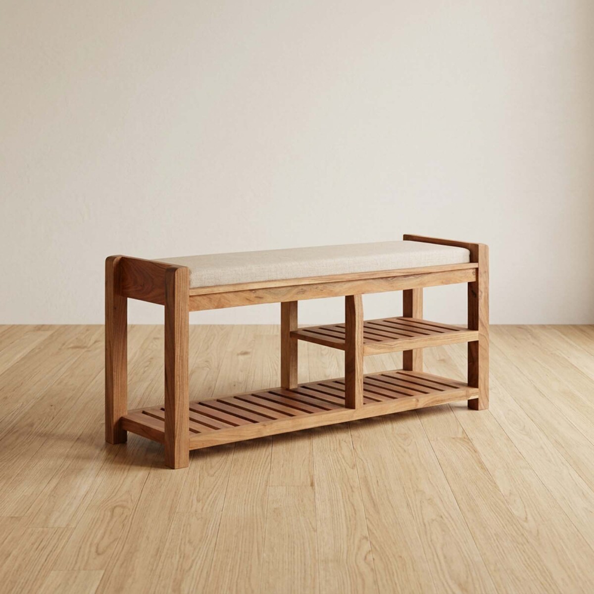 PIE DE CAMA - MADERA-ACACIA NATURAL-BEIGE LAUTARO 