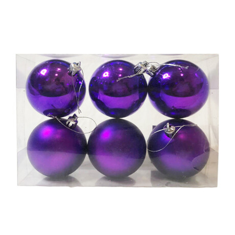 Adorno navideño de 7 cm violeta opaco x 6 Adorno navideño de 7 cm violeta opaco x 6
