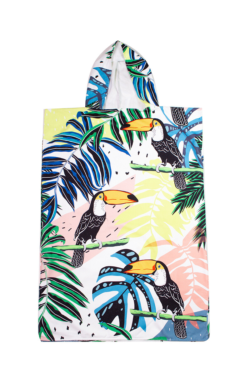 Toalla estilo poncho - con dise�o de tucanes 