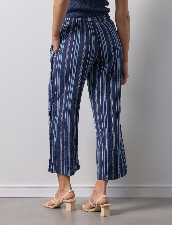 Pantalon Crop Det Btns AZUL/MULTI