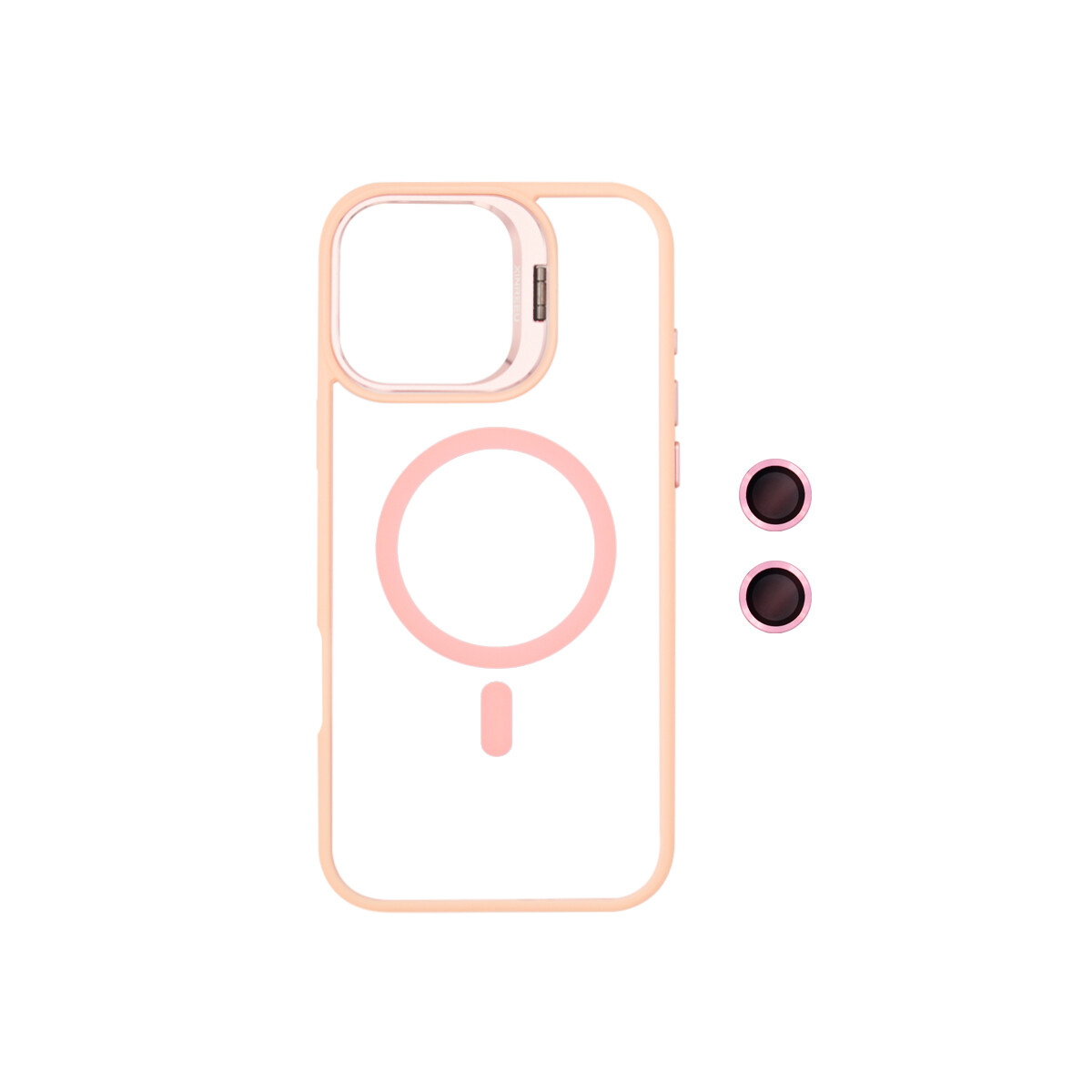 Protector para iPhone 16 con protector cámara rosa 