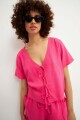 Camisa con delantera anudada fucsia