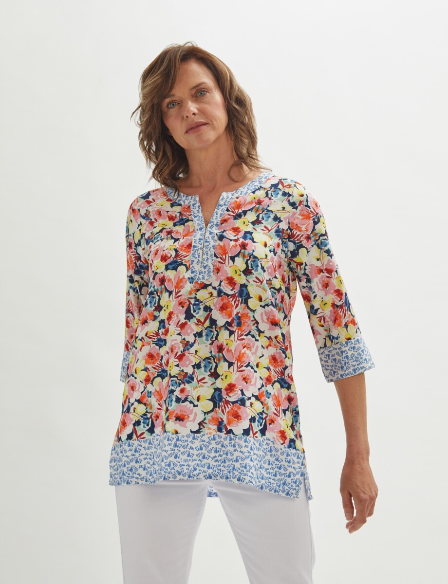 Blusa estampada - azul francia 