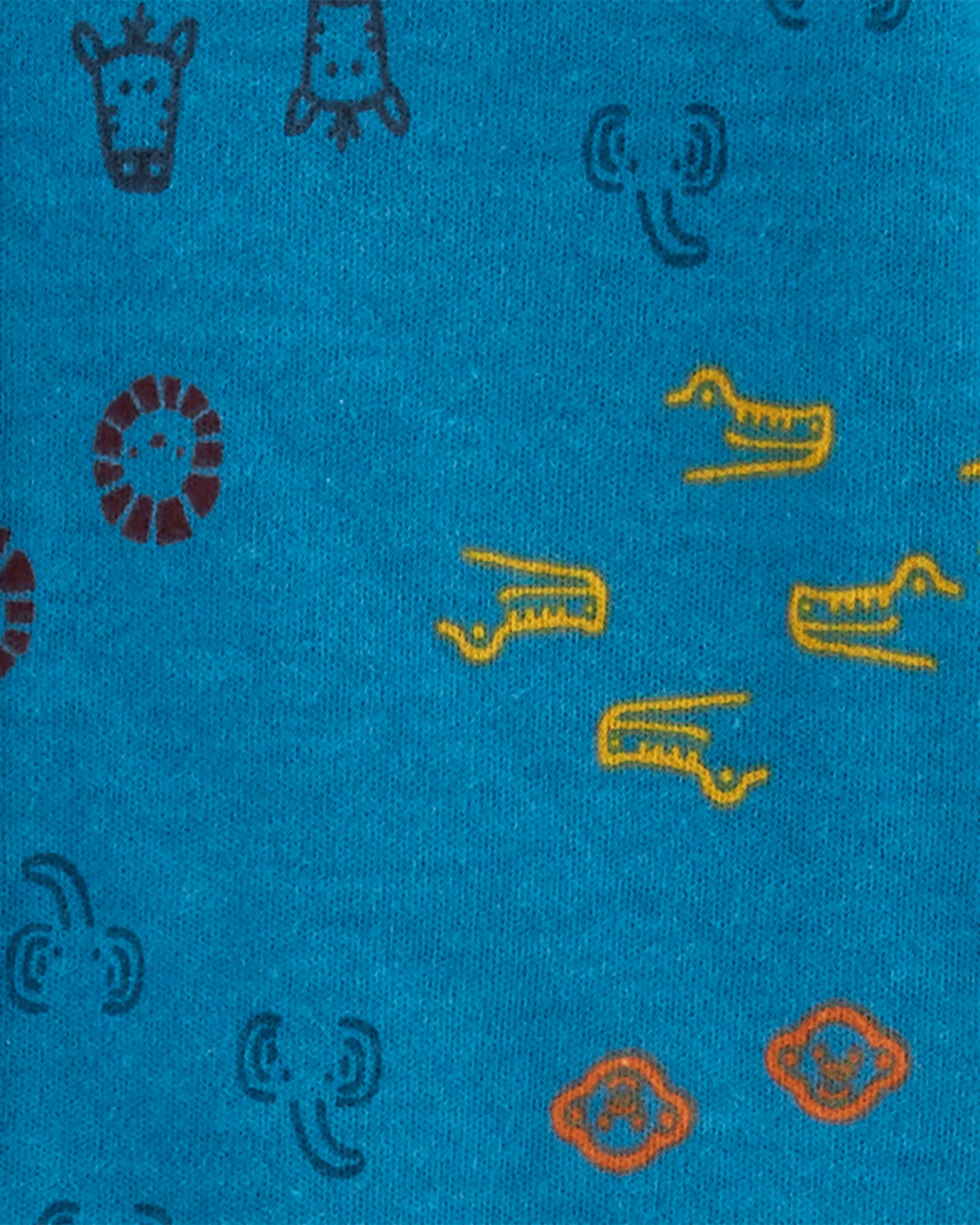 Pijama una pieza de algodón con pie, diseño animales Sin color