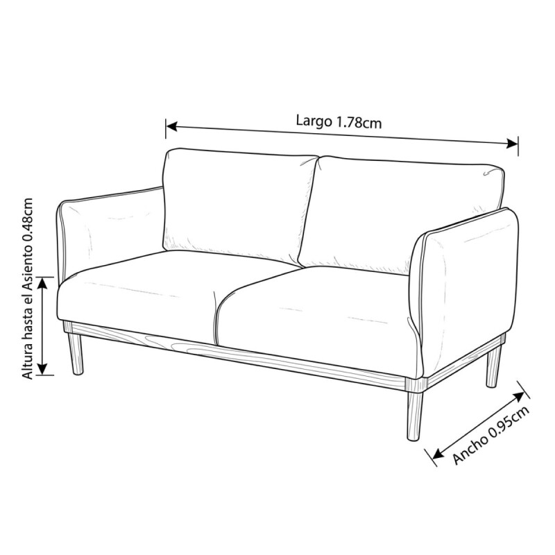 SOFA 2 PUESTOS CLASSIC CONTEMPORANEO - BEIGE (CD) Unica