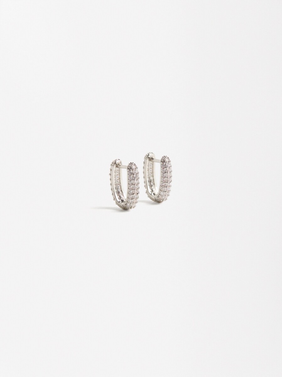 Aros Con Circonitas - plateado 
