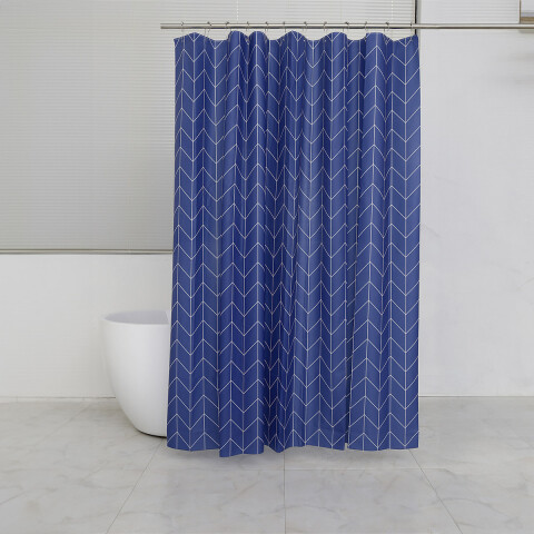 Cortina Baño Bukara con Argollas 180 x 180 cm 1195 GEOMETRICO AZUL