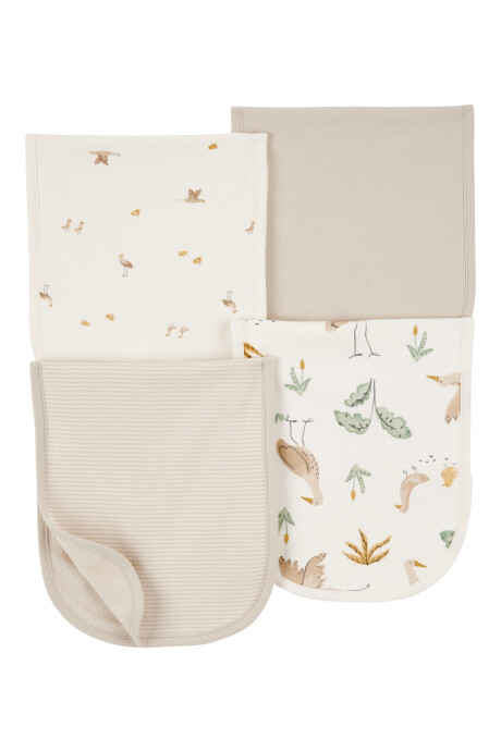 Pack cuatro babitas de algodón, beige Sin color