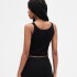 COTTON POINTELLE TANK BLACK